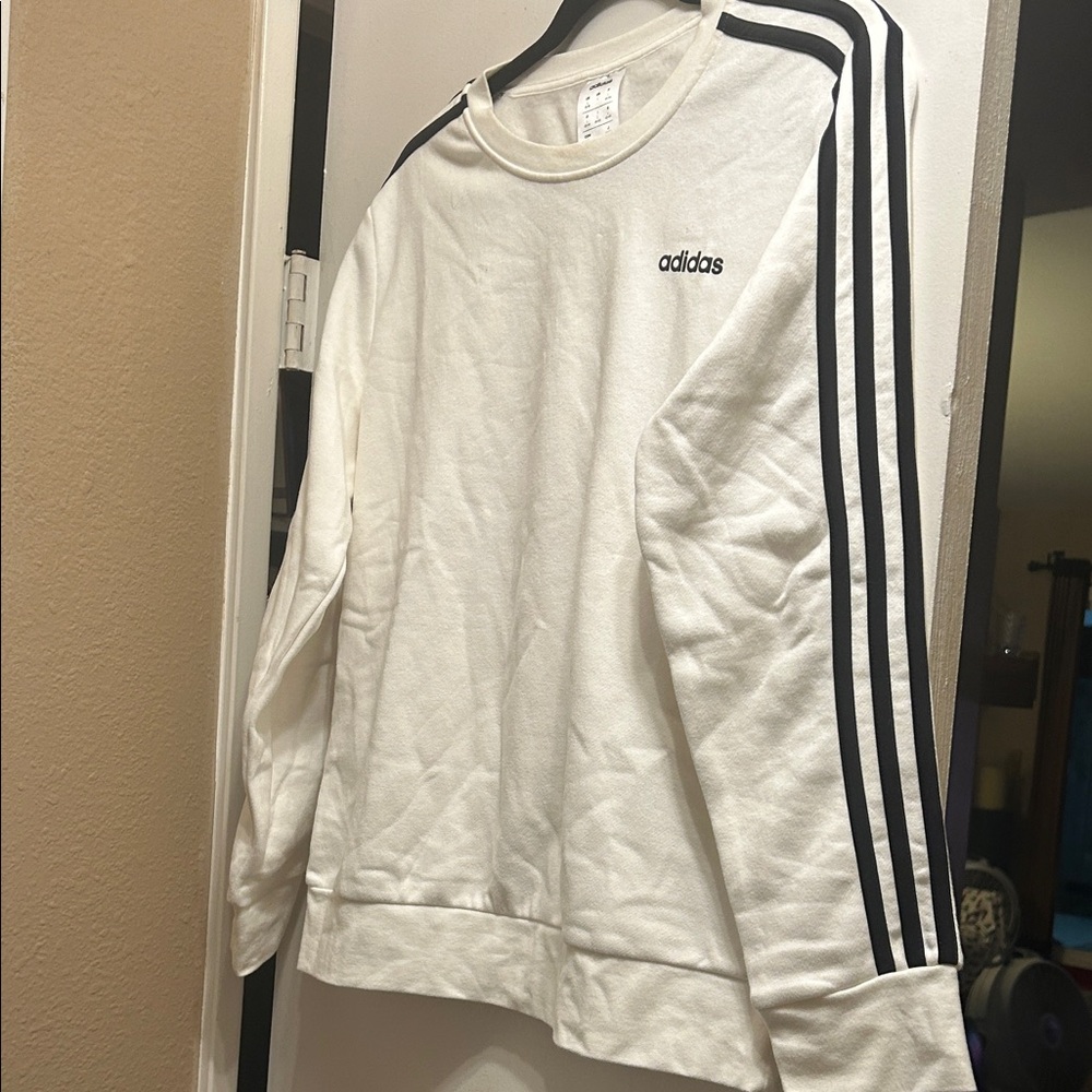 Adidas White and Black Crewneck Sweat shirt